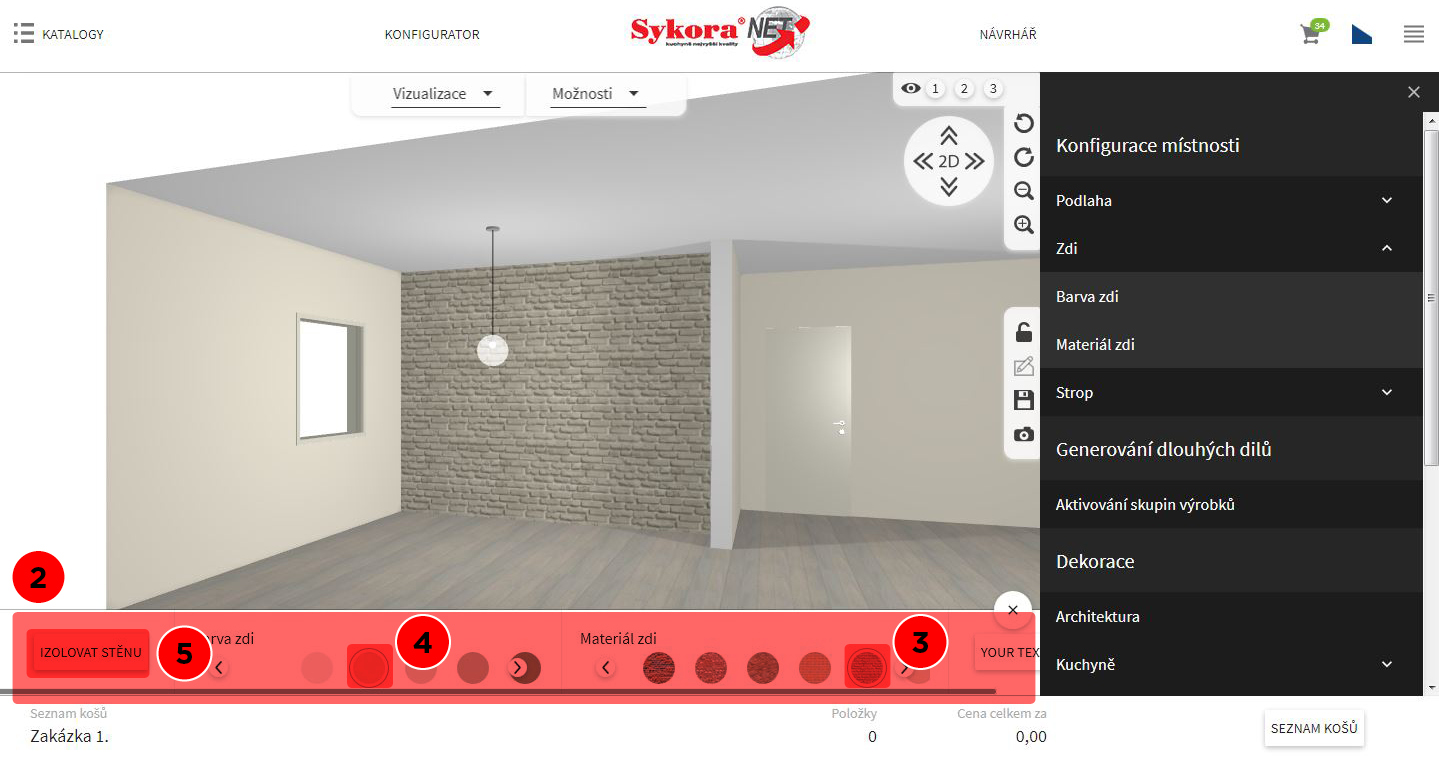 Materiály zdí, podlahy a stropu