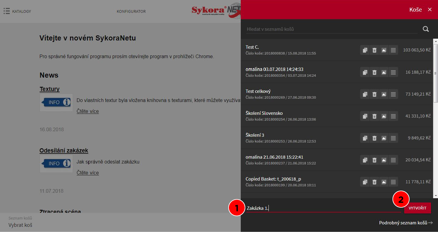 Založení nové zakázky