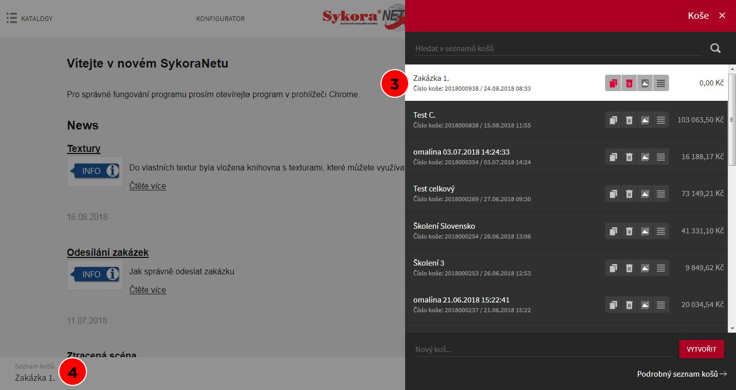 Založení nové zakázky