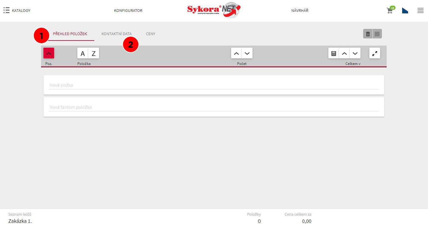 Založení nové zakázky